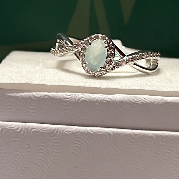 RBP2251 Lab Created Light Jade & White Topaz on .925 Sterling Silver - Picture 4 of 4